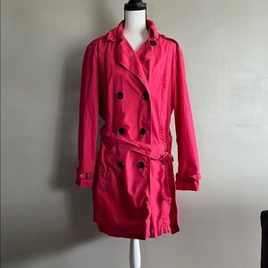 GAP Vibrant Pink Mid-Length Trench Coat with Belt